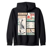 Tokyo Japan Traditional Koi Fish Crane Torii Art Culture Zip Hoodie