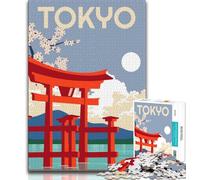 Tokyo Japan Travel Art Jigsaw Puzzles for Adults 1000 Piece,Help The Brain Exercise Addictive Toys to Cultivate Patience Suitable for Couples 50x75cm
