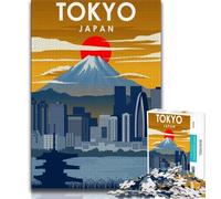 Tokyo Japan Travel Poster Adult Puzzles 1000 Pieces,Help The Brain Exercise Addictive Toys to Cultivate Patience Unique Challenge Game 38x26cm