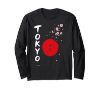 Tokyo Japan Watercolor Calligraphy Sakura Cherry Blossom Long Sleeve T-Shirt