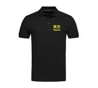 Tokyo Kanji Japanese Polo Shirts, Embroidered, Man's Tops, Men Clothing Black
