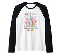 Tokyo Kawaii Sakura Skytree Cute Japanese Spring Art Design Raglan Baseball Tee