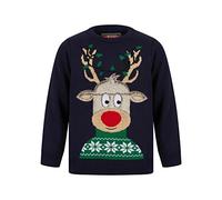 Tokyo Laundry Boys Cheeky Rudolph LED Light Up Novelty Christmas Jumper in Ink - Merry Christmas Kids (4-12yrs) - 4-5 Years
