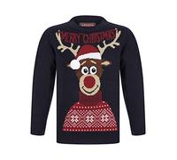 Tokyo Laundry Boy's Christmas Reindeer 3D Pom-Pom Novelty Christmas Jumper