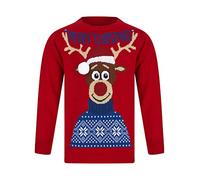 Tokyo Laundry Boy's Christmas Reindeer 3D Pom-Pom Novelty Christmas Jumper