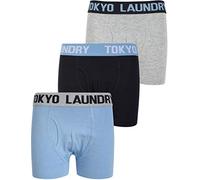 Tokyo Laundry Boy's Henson (3 Pack) Boxer Shorts Set - Blue/Navy/Grey - 6-7 Years