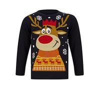 Tokyo Laundry Boys Reindeer Smile Novelty Christmas Jumper in Ink - 5-6 Years