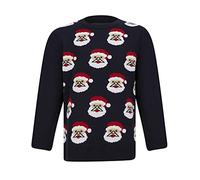 Tokyo Laundry Boys Santa Face Repeat Novelty Christmas Jumper in Ink - 5-6 Years