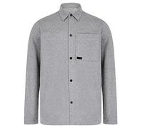 Tokyo Laundry Commander Brushback Fleece Overshirt Jacket in Light Grey Marl M