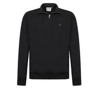 Tokyo Laundry Cotton Blend Quarter Zip Funnel Neck Brushback Fleece Pullover Sweatshirt Jet Black