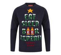 Tokyo Laundry Eat Sleep Beer Repeat Crew Neck Jumper in Eclipse Blue - Merry Christmas-S