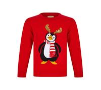 Tokyo Laundry Girl's Antler Penguin Novelty Sequinned Christmas Jumper