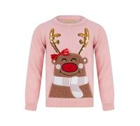 Tokyo Laundry Girls Sequin Vixen Novelty Christmas Jumper - Pink Almond Blossom - 4-5 Years