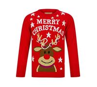 Tokyo Laundry Girls Tangled Reindeer Novelty Christmas Jumper - High Risk Red - 5-6 Years