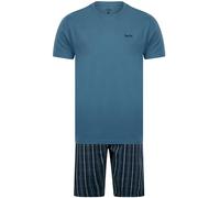 Tokyo Laundry Men's 2 Piece Jersey Cotton Crew Neck T-Shirt and Shorts Lounge Pyjama Set Copen Blue