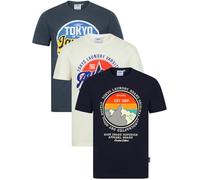 Tokyo Laundry Men's (3 Pack) Retro Graphic Print Cotton Jersey Crew Neck T-Shirt Set