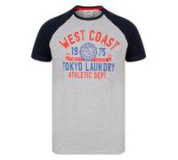 Tokyo Laundry Men's Baseball Style Raglan Sleeve Cotton Jersey Crew Neck T-Shirt Maritime Blue