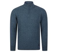 Tokyo Laundry Men's Chunky Cable Knit Quarter Zip Funnel Neck Jumper | Eco Friendly Recycled Cotton & Polyester Blend