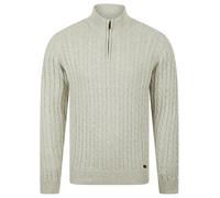 Tokyo Laundry Men's Chunky Cable Knit Quarter Zip Funnel Neck Jumper | Eco Friendly Recycled Cotton & Polyester Blend