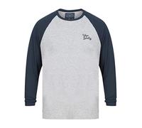 Tokyo Laundry Men's Cotton Jersey Baseball Raglan Long Sleeve T-Shirt Top - Sky Captain Navy/Light Grey Marl - S
