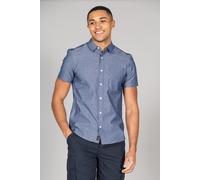 Tokyo Laundry Men's Cotton Short Sleeve Button-Up Printed Shirt with Chest Pocket in Mid Blue | Size: Small Tokyo Laundry Mid Blue S