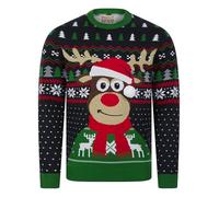 Tokyo Laundry Men's Deer Motif Novelty 3D Pom Pom Design Knitted Christmas Jumper