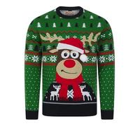 Tokyo Laundry Men's Deer Motif Novelty 3D Pom Pom Design Knitted Christmas Jumper
