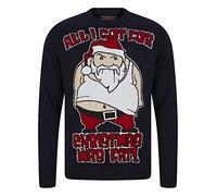 Tokyo Laundry Men's Fat Santa Motif Novelty Christmas Jumper - Ink - M