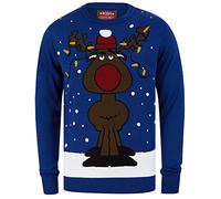 Tokyo Laundry Men's Jumbled Rudolph Motif Novelty Christmas Jumper - Sapphire - M