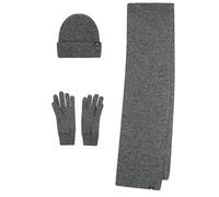 Tokyo Laundry Men's Matching Rib Knit, Micro-Fleece Lined Hat, Scarf and Gloves Set