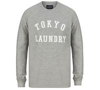 Tokyo Laundry Men's Norsk Felt Applique Logo Cotton Long Sleeve Top - Light Grey Marl - M