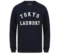 Tokyo Laundry Men's Norsk Felt Applique Logo Cotton Long Sleeve Top - Sky Captain Navy - M