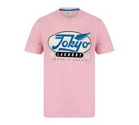Tokyo Laundry Men's 'Passive' Vintage Retro Motif Jersey Grindle Crew-Neck T-Shirt Light Pink