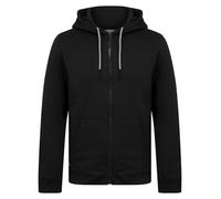 Tokyo Laundry Men's Plain Brushback Fleece Zip Through Hooded Top Jet Black