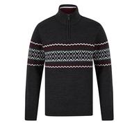 Tokyo Laundry Men's Quarter Zip Nordic Fair Isle Knit Funnel Neck Jumper Charcoal