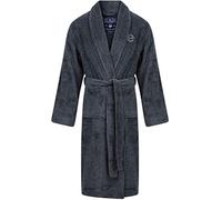 Tokyo Laundry Men's Sandhurst Textured Soft Fleece Dressing Gown with Tie Waist - Navy & Grey - L