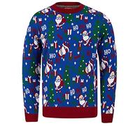 Tokyo Laundry Men's Santa Repeat Motif Novelty Christmas Jumper - Sapphire Blue - S