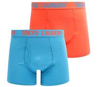 Tokyo Laundry Men's Saxen (2 Pack) Boxer Shorts Set - Niagara Falls Blue/Hot Coral - S