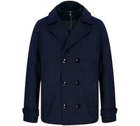 Tokyo Laundry Men's Uxmal Double Breasted Pea Coat with Funnel Neck Insert - Navy - M