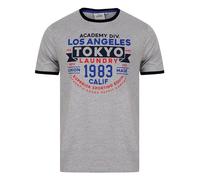 Tokyo Laundry Men's Vintage Retro Motif Jersey Grindle Crew-Neck Ringer T-Shirt