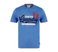 Tokyo Laundry Men's 'Woodlands' Vintage Retro Motif Jersey Grindle Crew-Neck T-Shirt Dazzling Blue