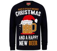 Tokyo Laundry Men's Xmas Pint Motif Novelty Christmas Jumper - Ink - S