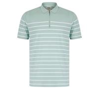 Tokyo Laundry Men's Yarn Dyed Stripe Cotton Pique Zip Fasten Polo Shirt Cloud Blue
