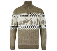 Tokyo Laundry Merry Christmas Men's Nordic Fair Isle Jacquard Knit Jumper with Quarter Zip Funnel Neck