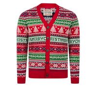 Tokyo Laundry Merry Christmas Men's Novelty Knitted Nordic Fair Isle Style Xmas Cardigan