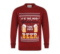 Tokyo Laundry Merry Christmas Men's 'Time For A Beer' Novelty Knitted Crew Neck Xmas Jumper