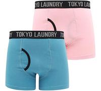 Tokyo Laundry Oldfield (2 Pack) Boxer Shorts Set in Coral Cloud/Niagara Falls Blue - XL