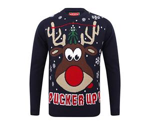 Tokyo Laundry Pucker Up Crew Neck Jumper in Eclipse Blue - Merry Christmas-L