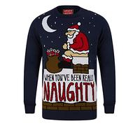 Tokyo Laundry Really Naughty Crew Neck Jumper in Eclipse Blue - Merry Christmas-XXL