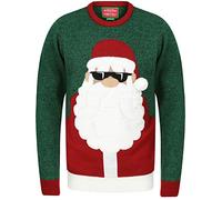 Tokyo Laundry Santa Sunglasses Novelty Christmas Jumper with Faux Fur Applique in Green - Merry Christmas - S